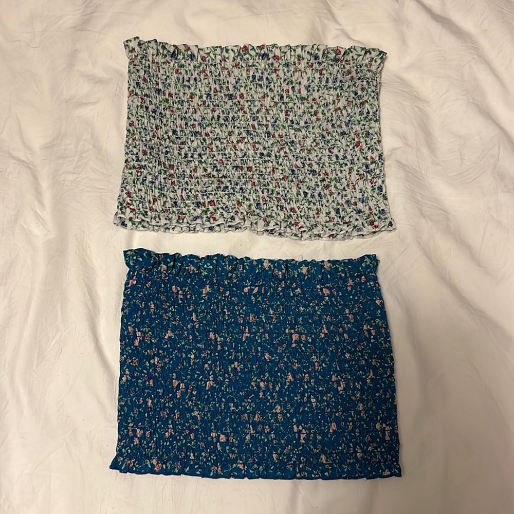 2 vintage strapless elastic tube tops